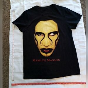 Marilyn Manson Black Graphic T-Shirt Red Writing
